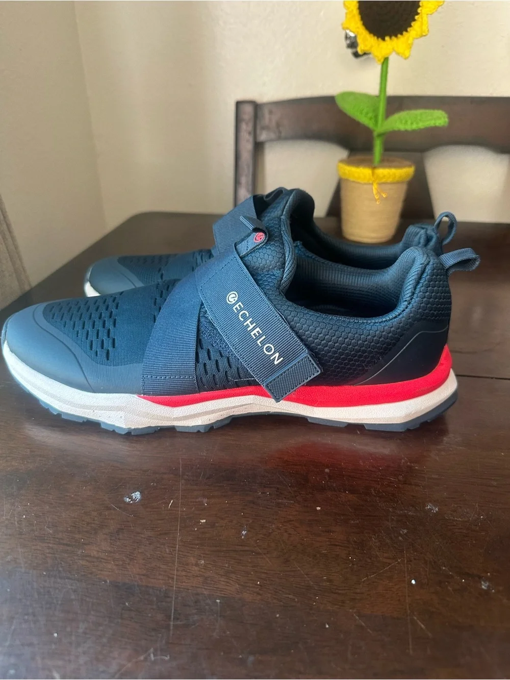 Men's Navy Athletic Slip-On Sneakers with Strap Bike Shoes Unisex